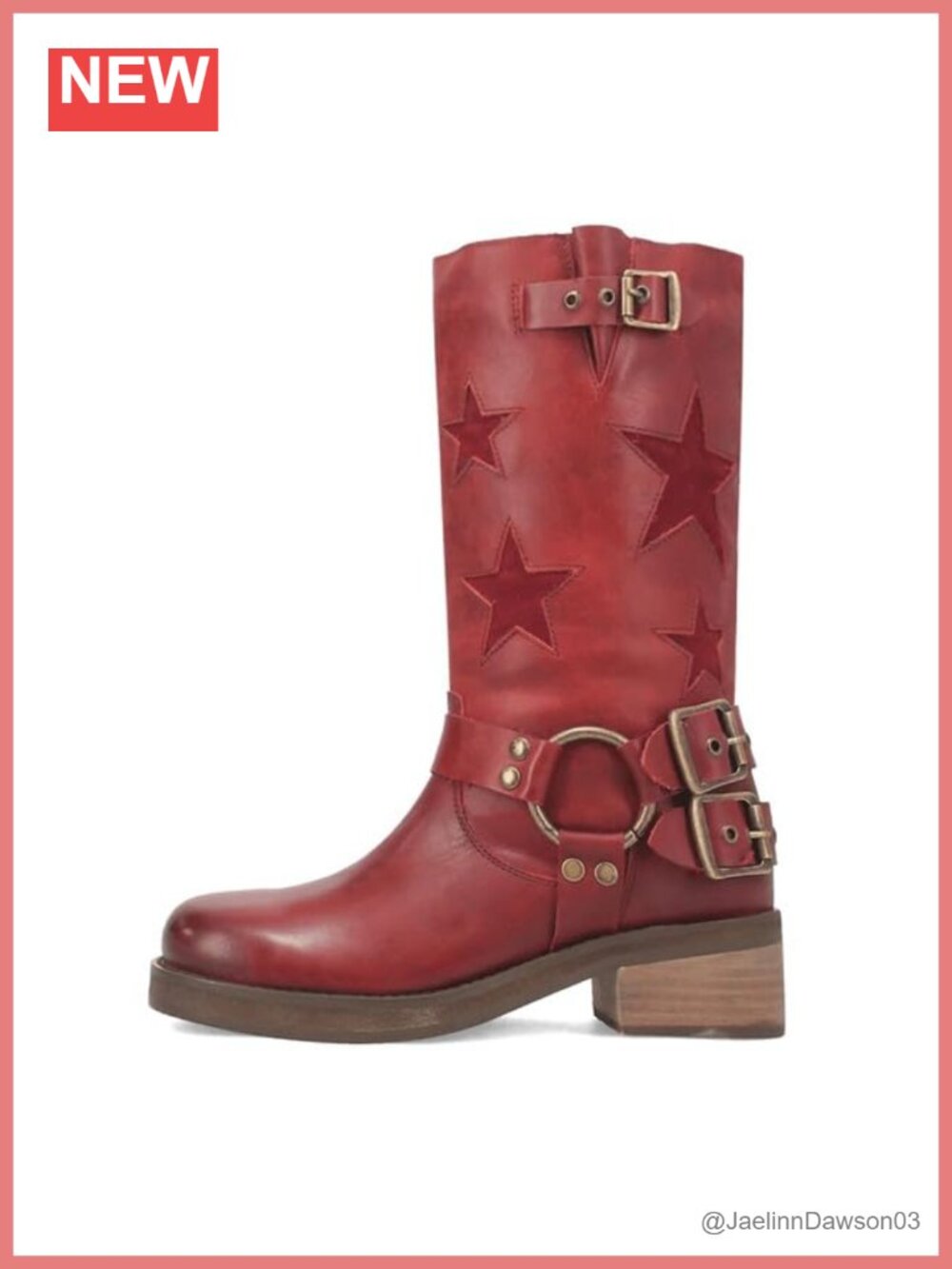 Mid Calf Pull-On Vegan Leather Boots Chunky Heel Cowboy Western